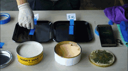 同一時間使用蜜蠟250的模具在差不多2秒后就掉落在桌面上，但使用常規(guī)蠟的模具還是牢牢地穩(wěn)固貼在模具上，附著力十分強，由此可見使用蜜蠟250的脫膜效果更勝一籌。